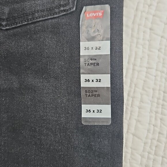 NEW Levi's 502 Jeans Men's 36x32 Black Tapered Leg NWT Stretch Denim Classic - Picture 10 of 16